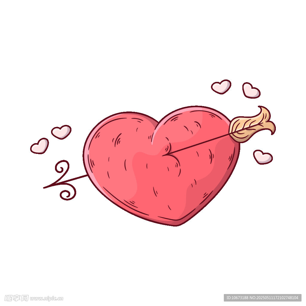 爱心被箭射中插画图案