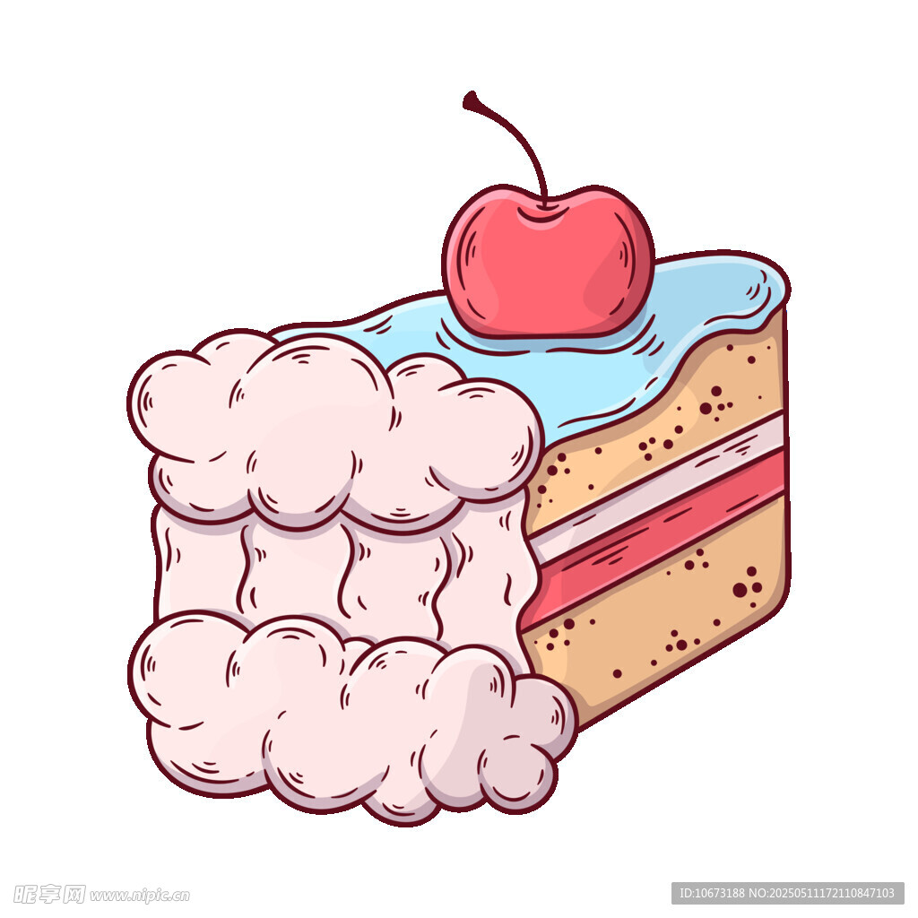 美味樱桃蛋糕插画