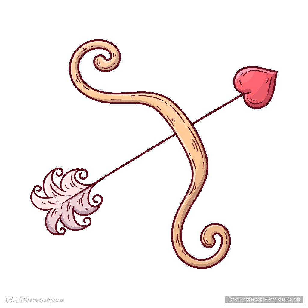 手绘爱心弓箭插画