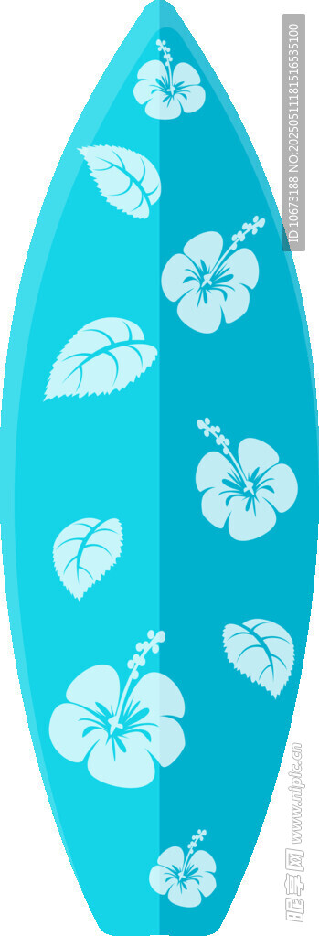 蓝底白花图案冲浪板