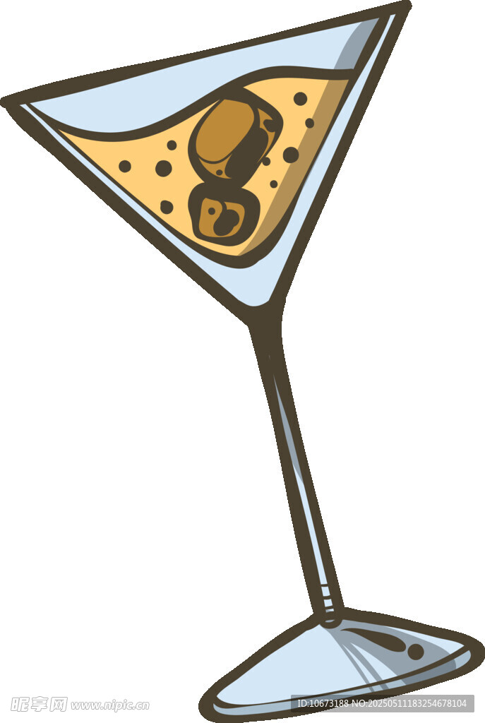 卡通风格马天尼酒杯