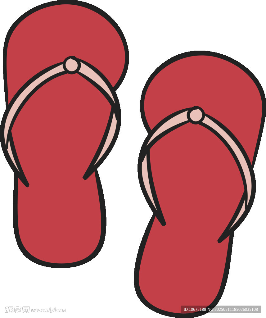 红色人字拖插画