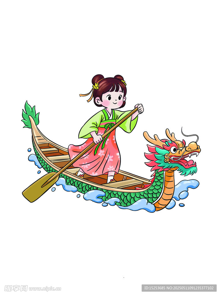 女孩划龙舟