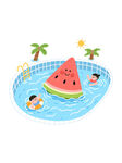 西瓜泳池中的欢乐夏日