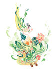 端午凤凰栖于繁花绿植间