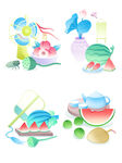 夏日缤纷水果饮品插画