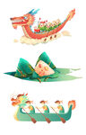 手绘端午龙舟插画作品