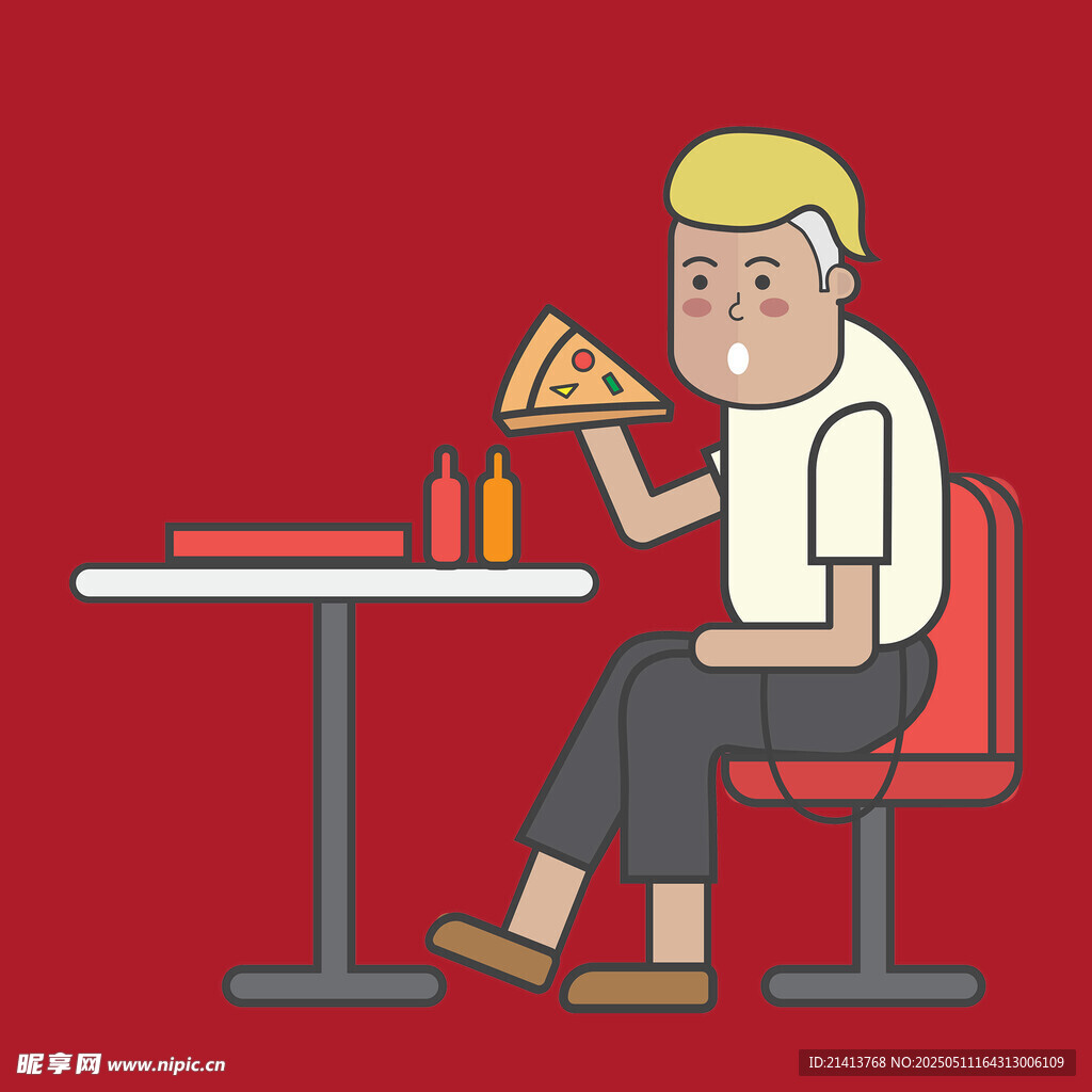 男子享用美味披萨