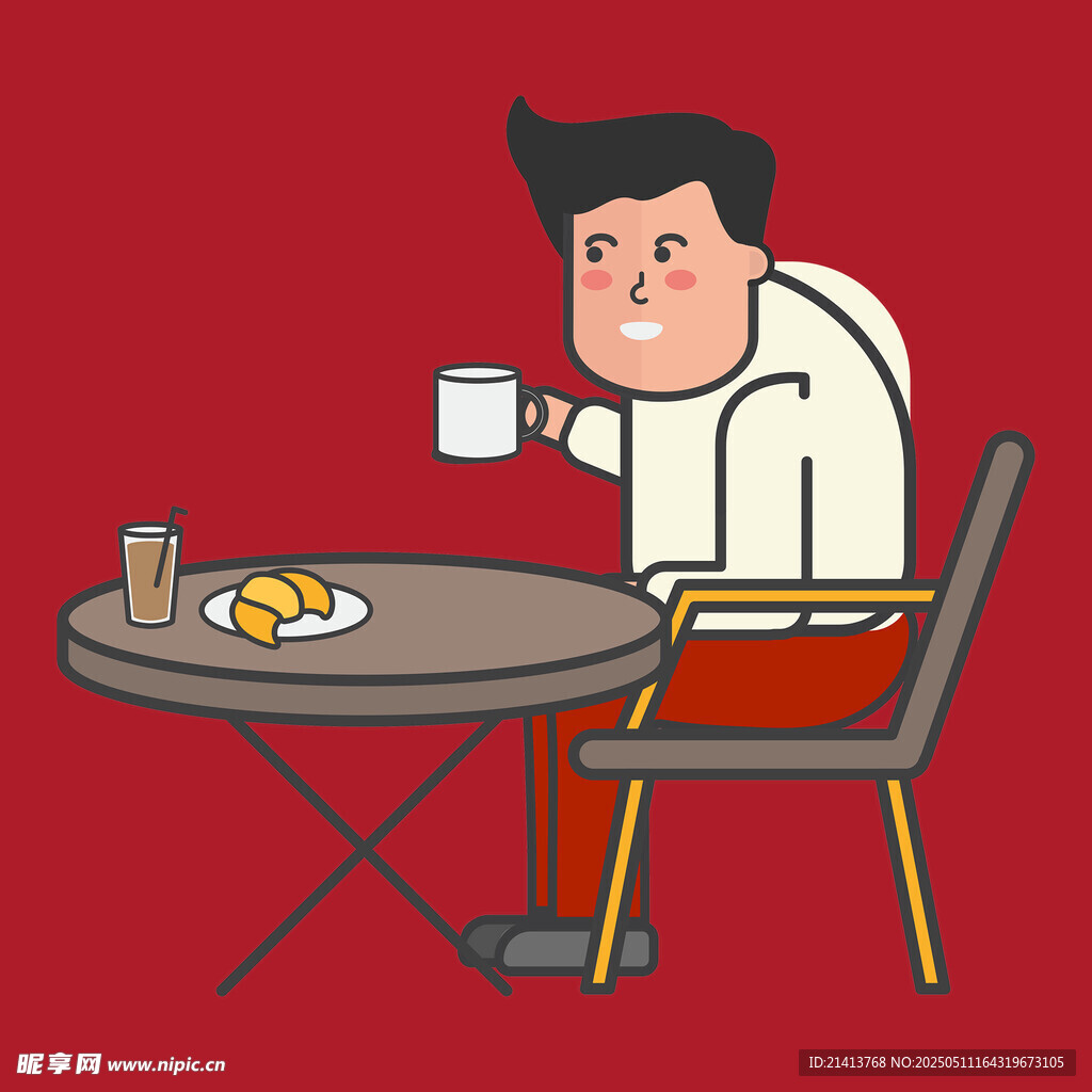 男人享用早餐