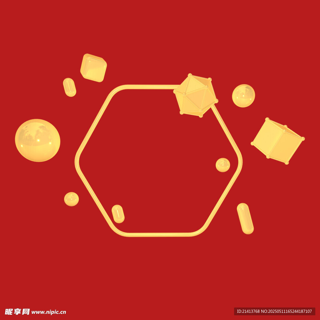 红色背景六边形装饰图案