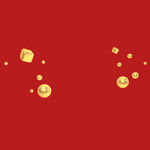 红色背景上的金色漂浮元素