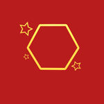 红色背景六边形与星星图案