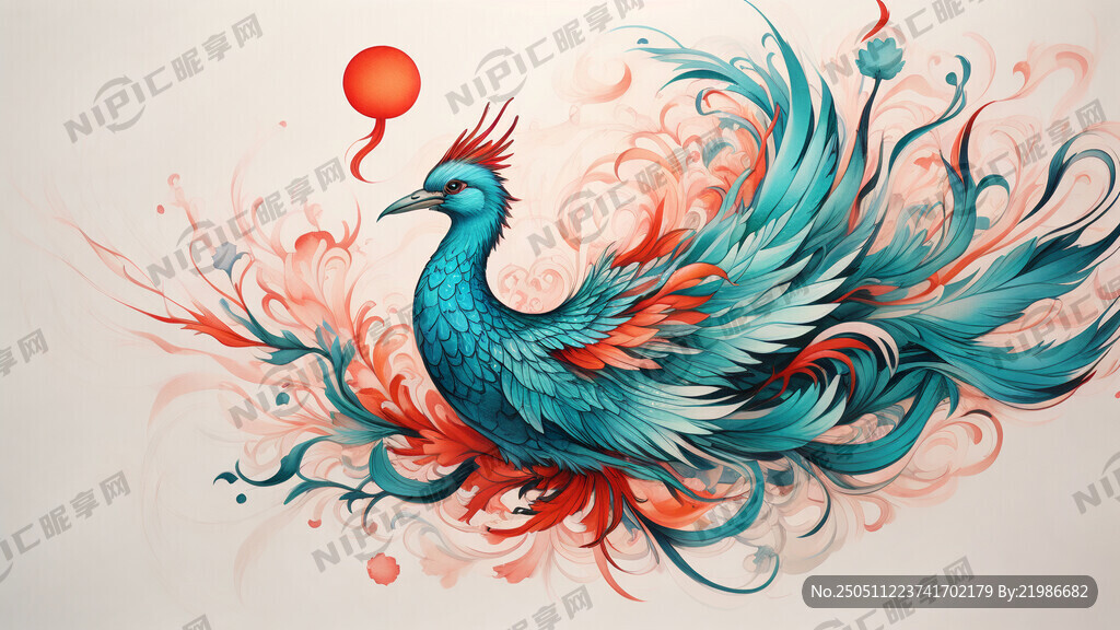鸾鸟纹身线稿