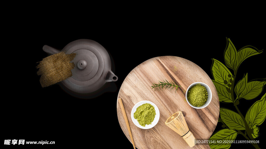 日式抹茶茶具与点心