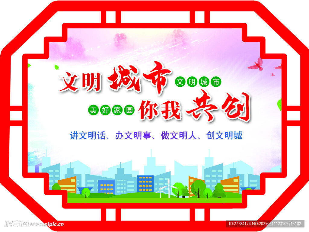 文明城市你我共创宣传牌