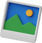 照片中的山水与太阳  3D图标