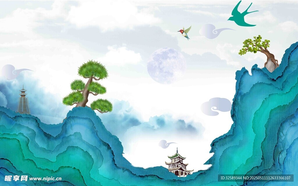 梦幻山水间的悠然景致