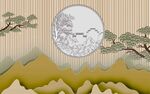 中式山水月夜意境图