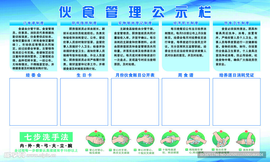 伙食管理公示栏