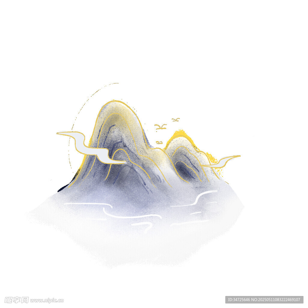 水墨风格山峦云雾图