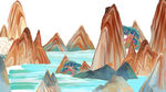 水墨风格山水景观图