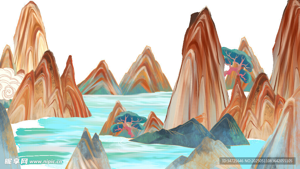 水墨风格山水景观图