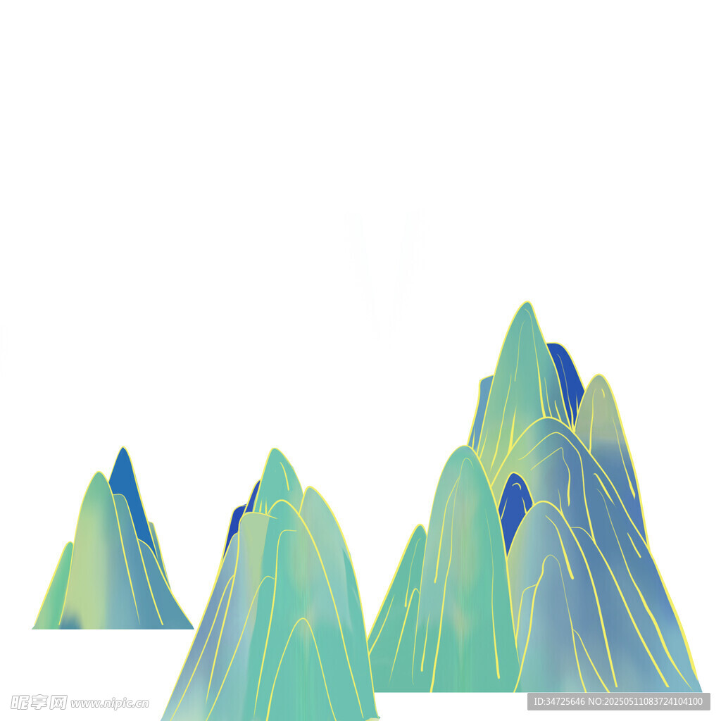 梦幻渐变山峰插画