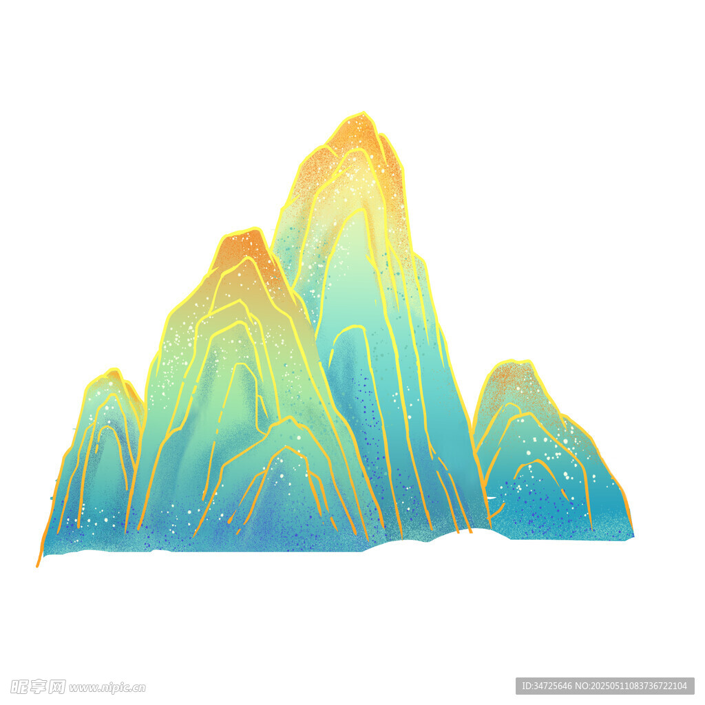 梦幻多彩山峰插画