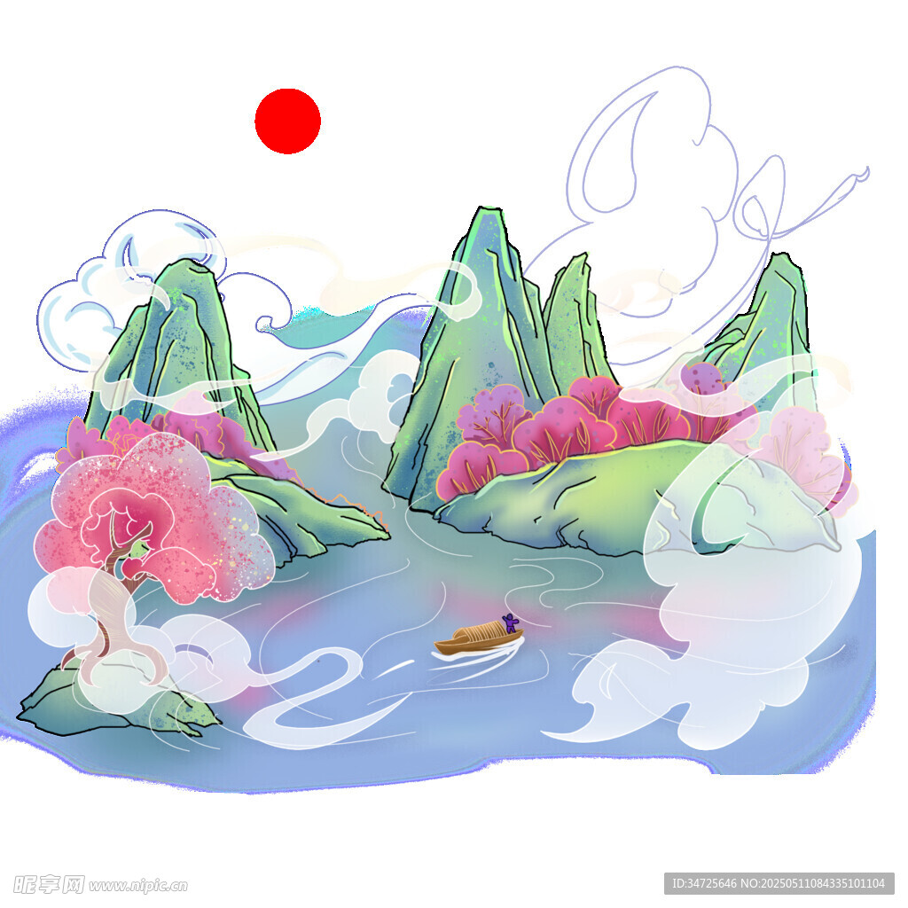 山水泛舟图