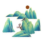 水墨风山水插画意境美