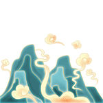 中式山水祥云插画元素