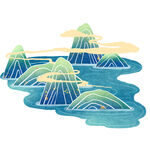 水墨风山水景观插画