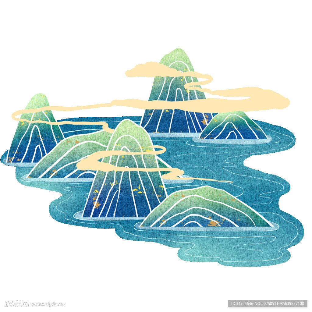水墨风山水景观插画