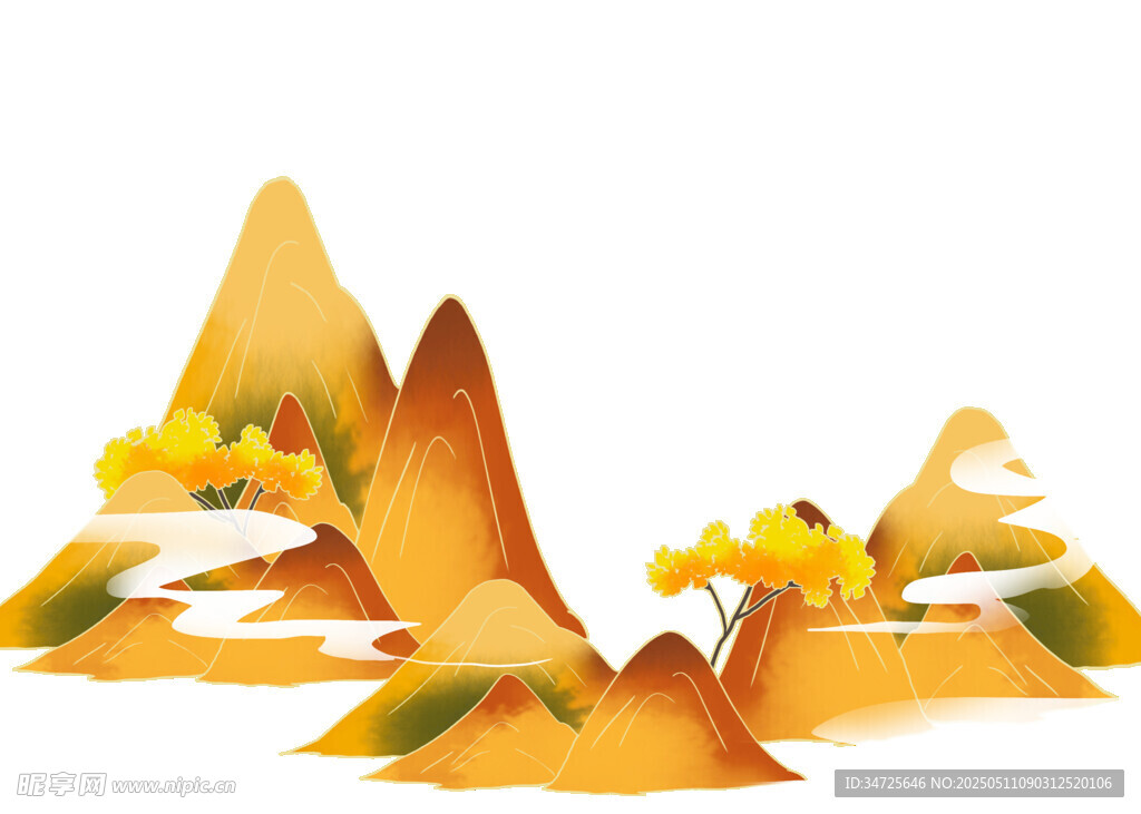 秋日山川风景插画