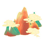 梦幻多彩山峦与云朵