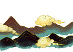 水墨山川云海图