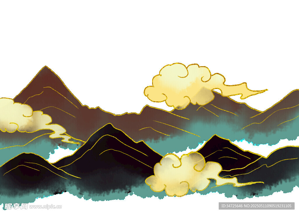 水墨山川云海图