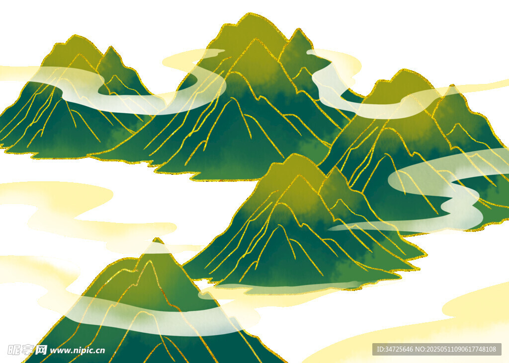 青山云雾环绕美景图