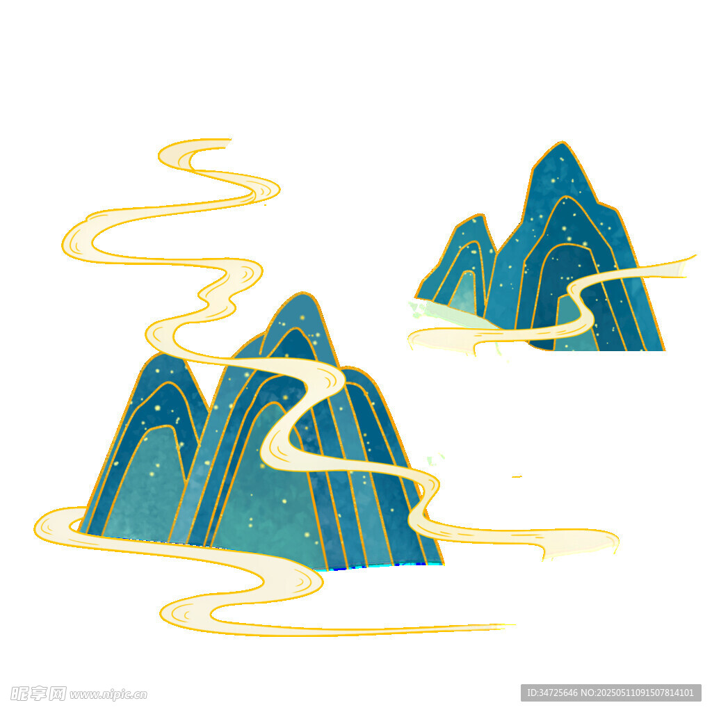 水墨风山峦云雾插画