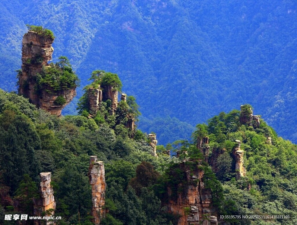 奇峰林立的壮美山林景观