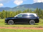 野外草地旁的黑色SUV