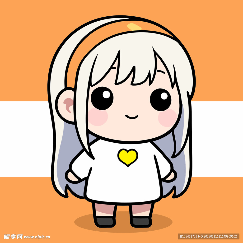 可爱长发女孩卡通形象