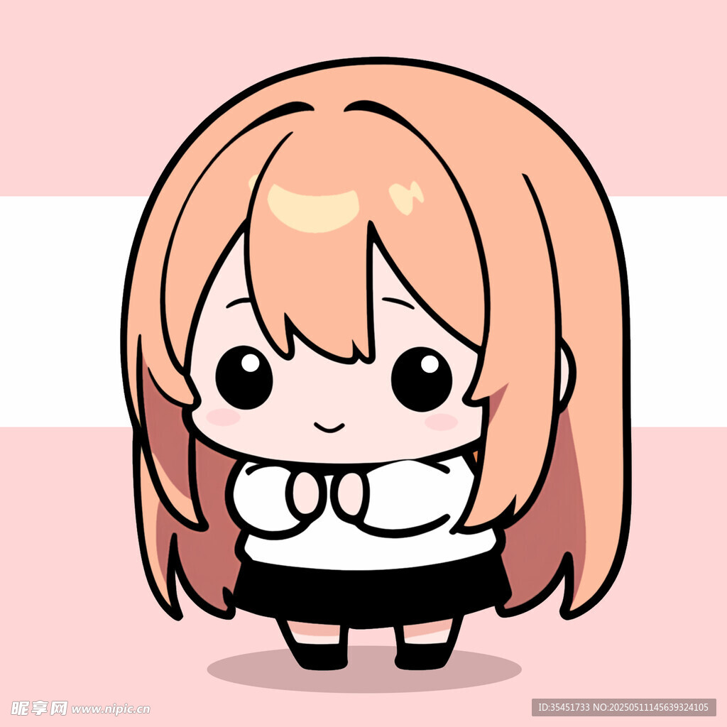 可爱卡通长发女孩形象