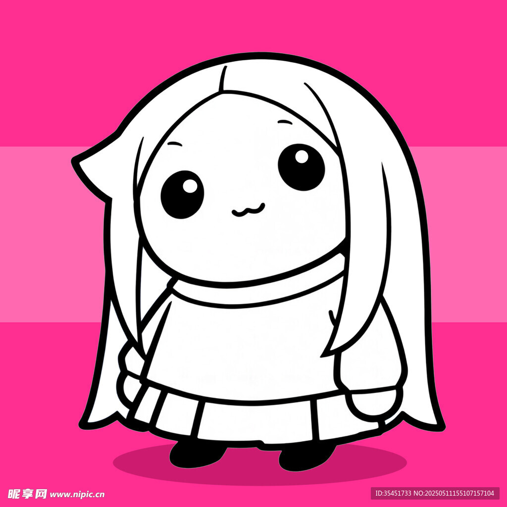 可爱长发卡通女孩形象