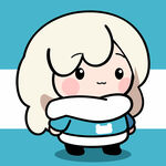 可爱卡通女孩穿蓝衣戴围巾