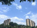 蓝天白云下的城市高楼