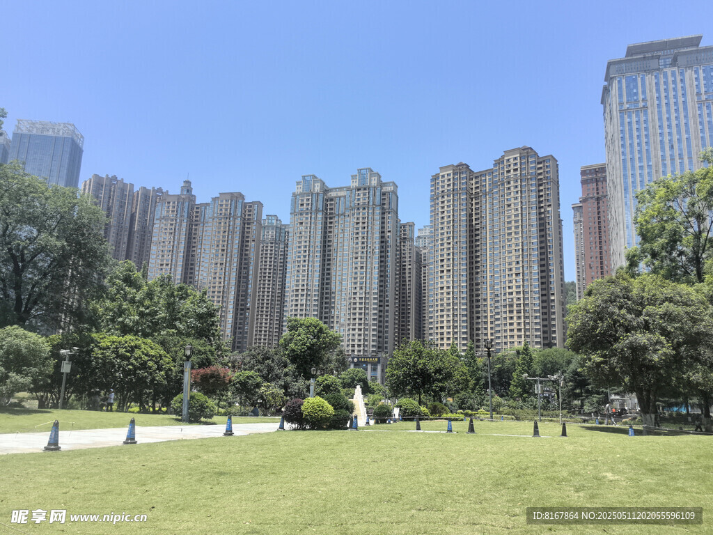 城市中的绿地与高楼景观