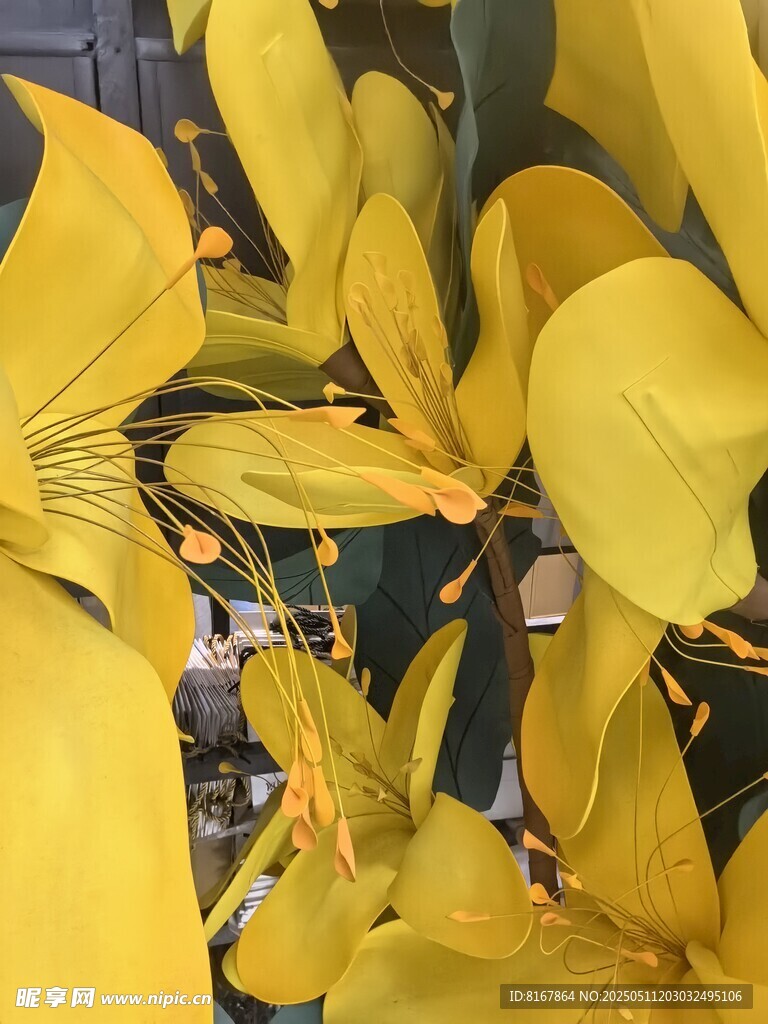金黄叶片特写