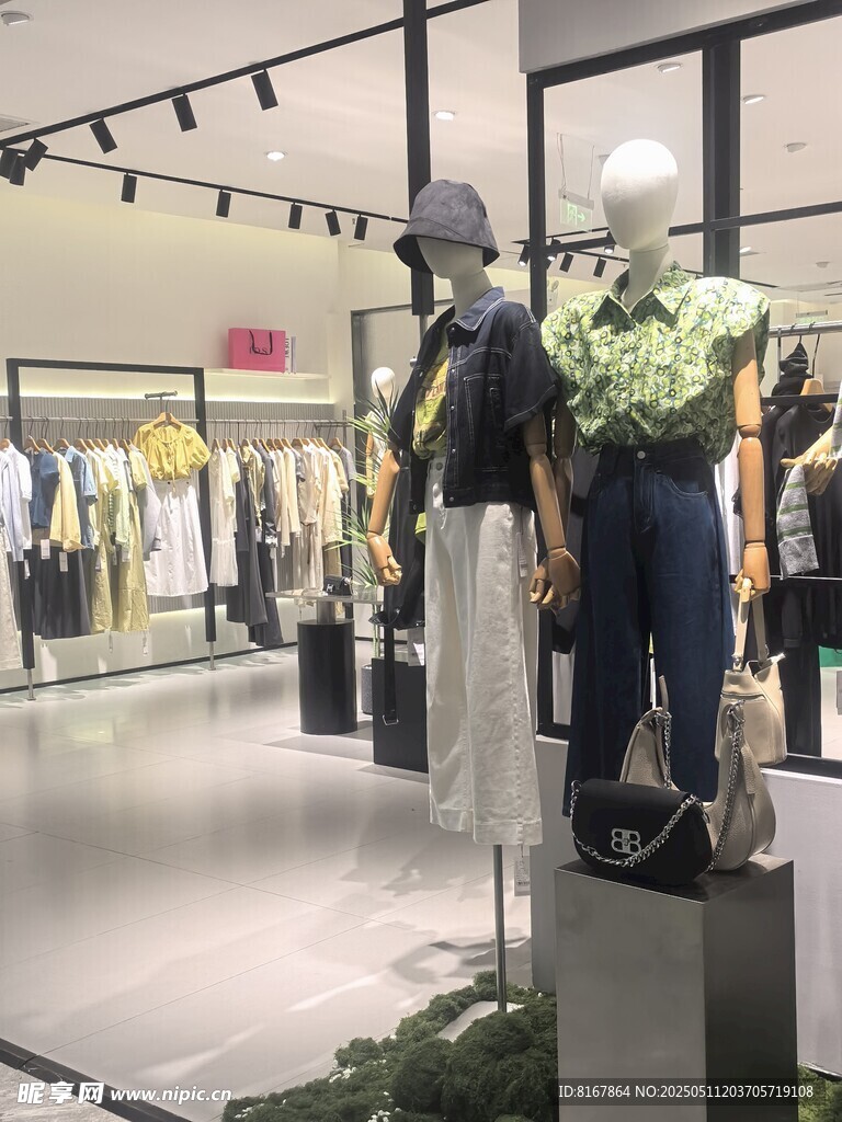 时尚服装店的模特与陈列