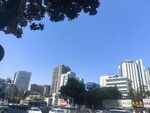 城市街景中的高楼与蓝天